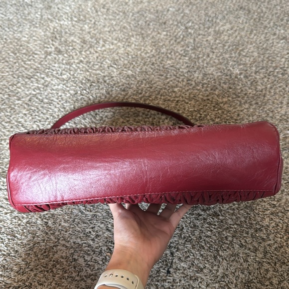 Coach Madison Satchel Bag Gathered Leather Brick Red - Picture 3 of 15